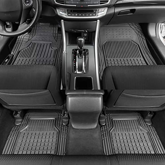 Motor Trend Flextough Semi-Custom Fit Car Floor Mats for Auto - Odorless Heavy Duty Rubber Floor Liners 4 Pieces Set - Trimmable (Black) (MT190)