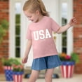 thumbnail image 4 of BRGZLK Kids 4Th Of July Cotton Shirts Boys Girls Independence Day Letter Printed Top Soft Cozy Round Neck Short Sleeve T-Shirt Pink 9-10 Years, 4 of 6