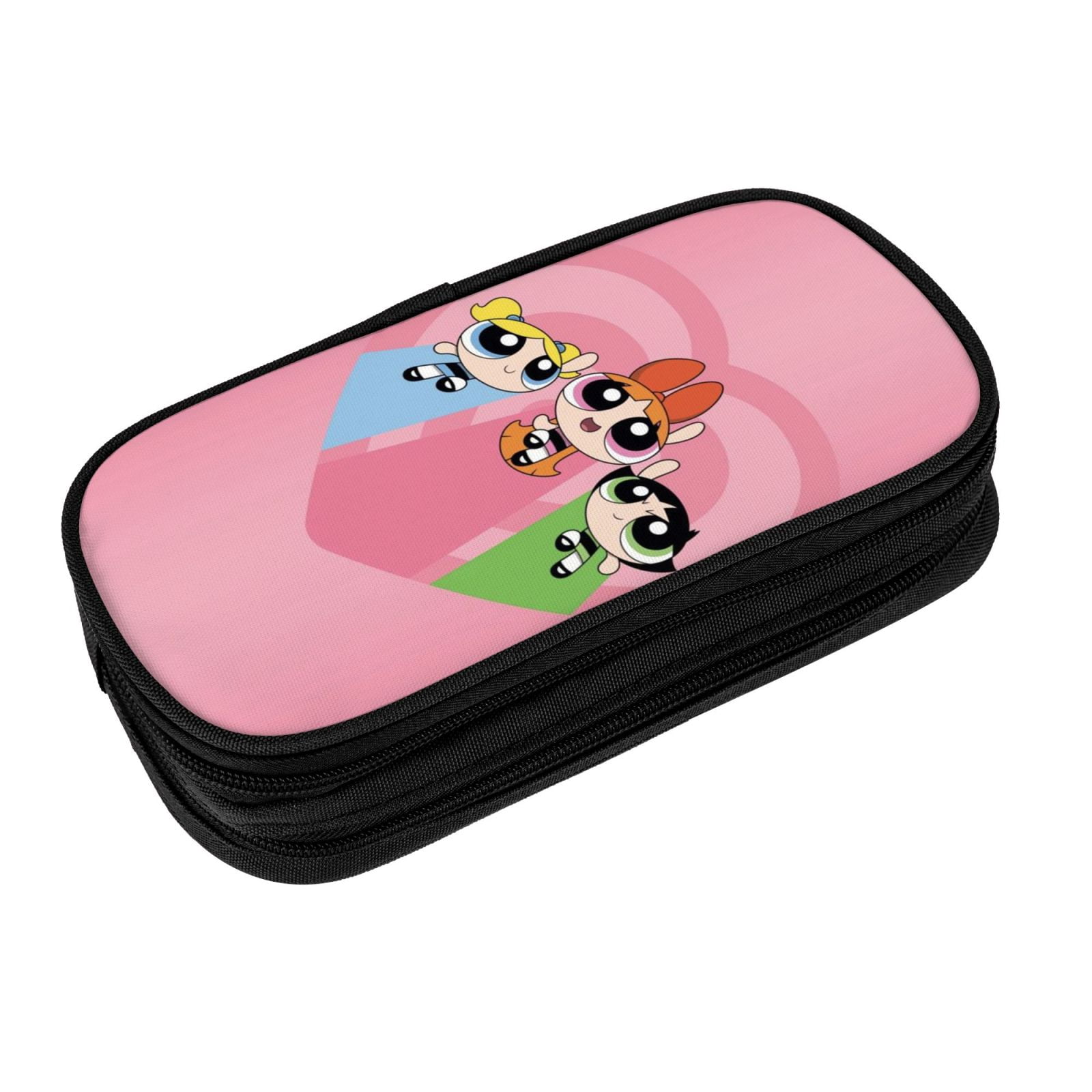 The Powerpuff Gi-rls Pencil Case Large Capacity Pencil Pouch Penbag Office Stationery Organizer Travel Makeup Bag Black
