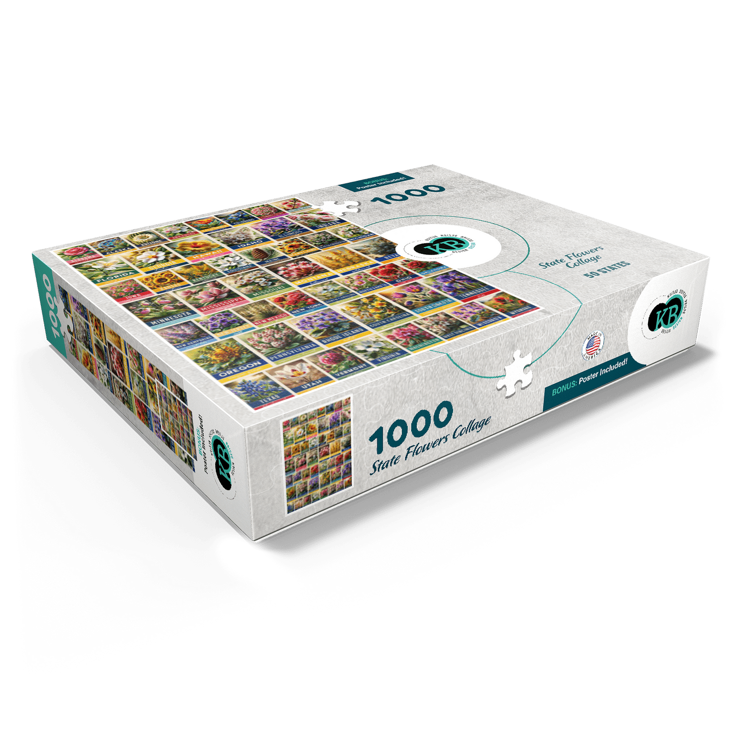 MyPuzzle - State Flowers Series: 50 State Flowers Collage, Vol. 2 - Premium 1000 Piece Jigsaw Puzzle for Adults