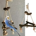 thumbnail image 2 of Parrot Hanging Swing Toy, Wood Triangular Shape Sturdy Stable Interaction Chewing Stand Frame Playstand for Parrots Parakeets Cockatiels Lovebirds Sun Conures Caique African Grey, 2 of 8
