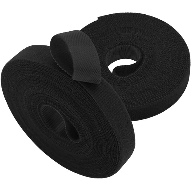 Paquete de 2 ataduras para plantas de jardín, rollos de cinta de nailon reutilizables para plantas trepadoras - 10 mm x 10 m - Negro