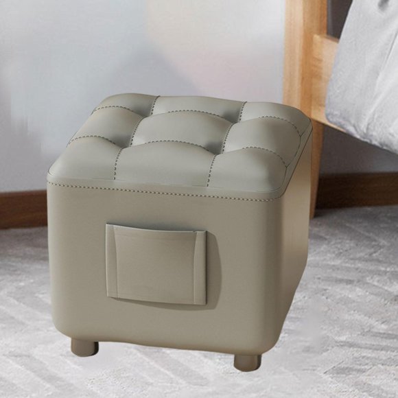 Elodie Small Foot Stool Ottoman Step Stool Footstool for Bedroom Living Room Indoor Gray