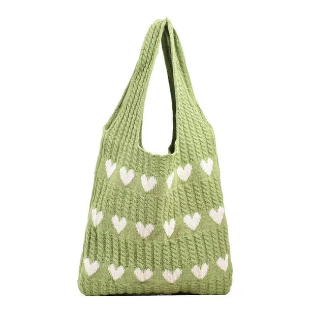 Bolso Hobo Ygjytge para Almacenamiento Hombro Ligero Mano Tejido Amor Gran Capacidad