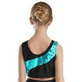 thumbnail image 4 of inhzoy Kids Girls Gymnastic Crop Top Shiny Metallic Sleeveless Dance Tank Shirts Activewear,Sizes 6-16 Lake Green 16, 4 of 7