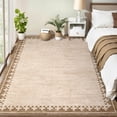 thumbnail image 2 of Garvee 9'x12' Modern Bordered Area Rug Farmhouse Neutral Carpet, Washable Rug Non Slip Soft Rugs for Living Room Bedroom Home Office, Linen, 2 of 9