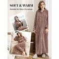 thumbnail image 6 of AMITOFO Long Hooded Robes for Women Soft Warm Fleece Zipper Bathrobe with Pockets and Jacquard Pattern, 6 of 8