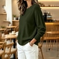 thumbnail image 7 of Edvintorg Womens Sweater Long Sleeve Loose Knit Sweaters Crew Neck Casual Pullover Top Plus Size Fashion Clothing Army Green L, 7 of 7