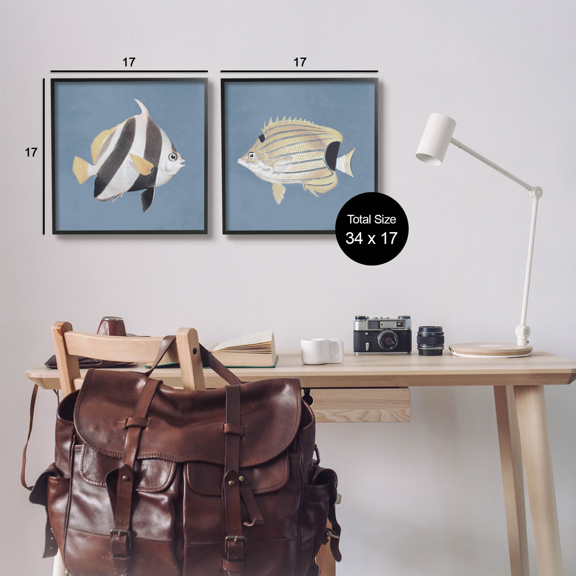 Marine Fish Underwater Sea Life Animals & Insects Graphic Art Black Framed Art Print Wall Art, Set of 2