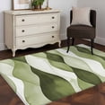 thumbnail image 3 of 3x5Ft Area Rugs Sage Green Stripes Non-Skid Rubber Backing Large Rectangle Rugs - Living Room Bedroom Home Office, Retro Farmhouse Abstract Ripple Indoor Floor Mat Carpets Washable Rug, 3 of 9