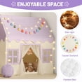 thumbnail image 3 of Wilwolfer Fairy Tale Cottage Kids Play Tent, Pink Purple Checkered Indoor Playhouse with Mat, Star Lights and Rainbow Garland, Toddler Gift, 3 of 8