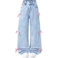 thumbnail image 2 of MUXiin Baggy Jeans for Girls Wide Leg High Elastic Waisted Cute Bow Denim Y2k Pant Trendy Boyfriend Skater Streetwear, 2 of 7
