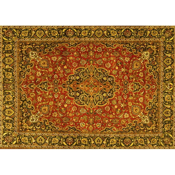 Ahgly Company Indoor Rectangle Persian Yellow Traditional Area Rugs, 3' x 5'