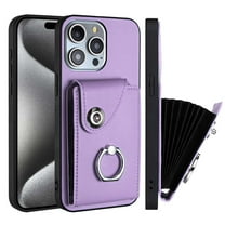 Allytech Wallet Case for Apple iPhone 13 Pro with Ring Holder Stand, Vintage Premium PU Leather 8 Cards Slots Shockproof Bumper Anti-Scratch Magnetic Closure Case Cover for iPhone 13 Pro,Purple