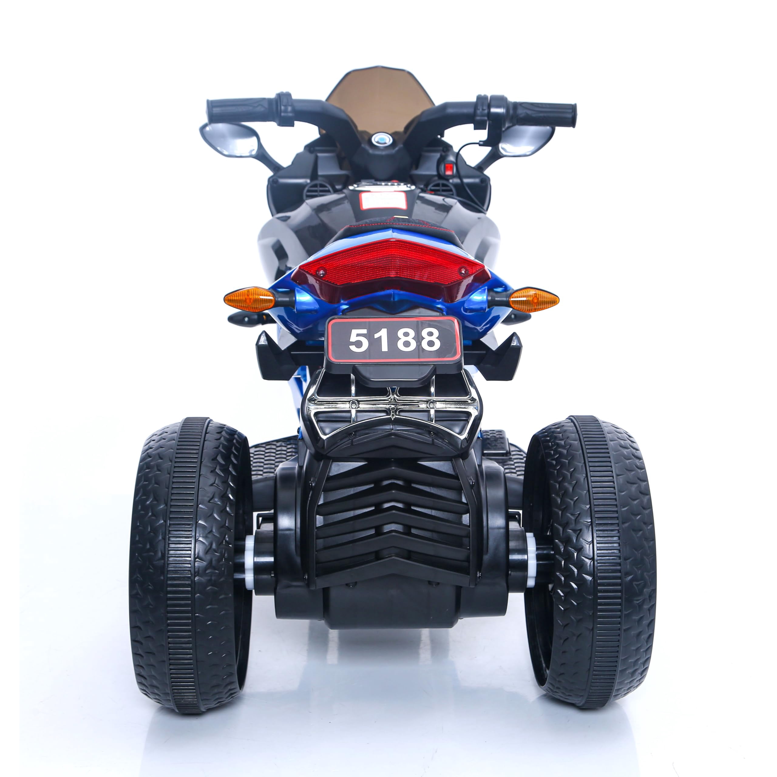 HappyToysWorldKids Electric Motorcycle 3 Wheels, Ride On Toy with App Control & Music, Light-Up Wheels for Boys Girls Ages 3-8, Battery Powered Motorbike with Safety Training Wheels