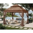 thumbnail image 3 of ABCCANOPY 11'x11' Gazebo Tent Outdoor Pop up Gazebo Canopy Shelter with Mosquito Netting, Brown,, 3 of 6