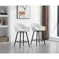 thumbnail image 3 of Guyou 26" Swivel Bar Stool Set of 2, Modern Velvet Upholstered Counter Height Stool with Back and Metal Legs for Kitchen Island Bar Bistro Restaurant, White, 3 of 15