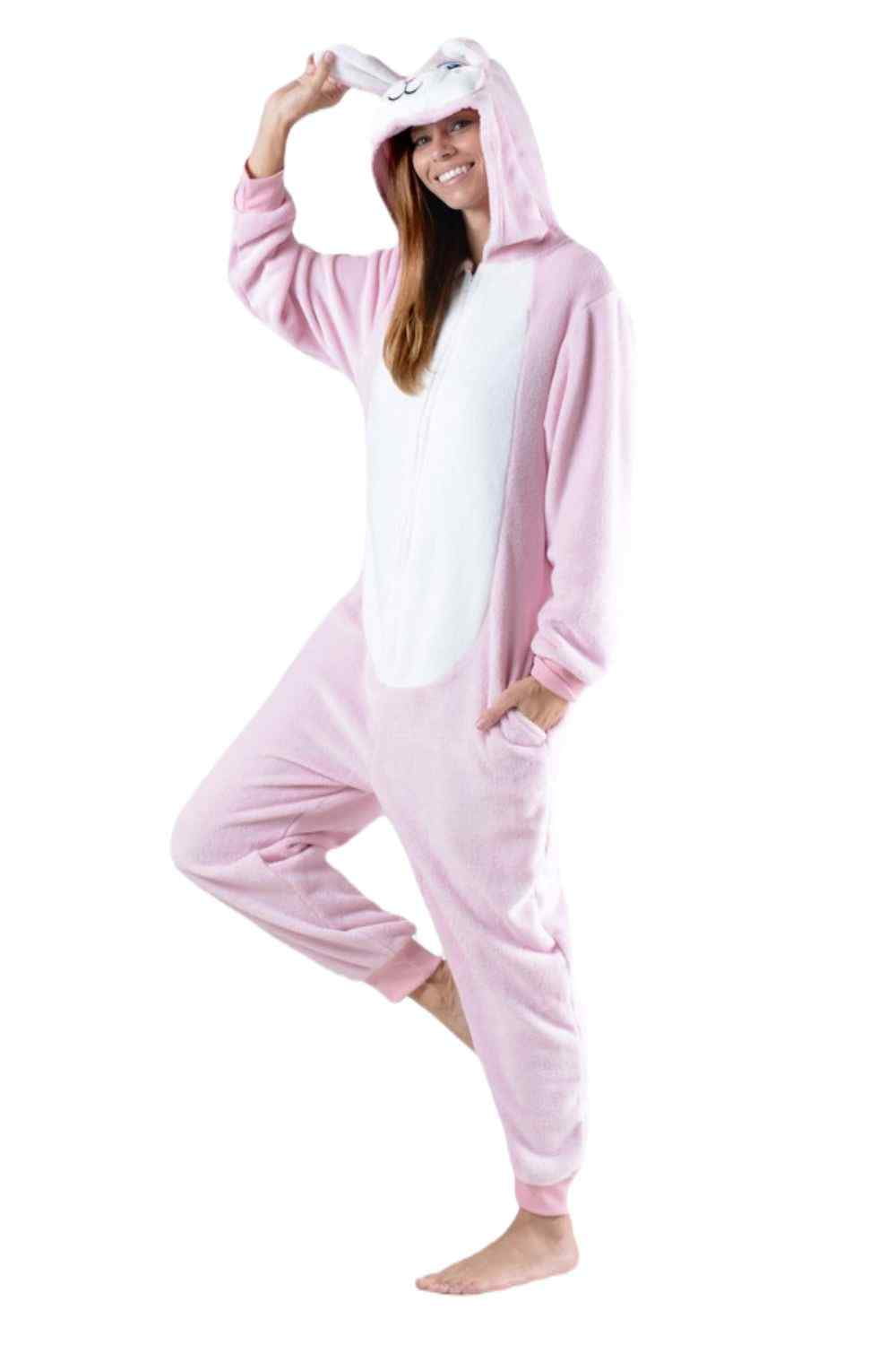 Women's Plush Animal Onesie Pajama, Bunny, L/XL