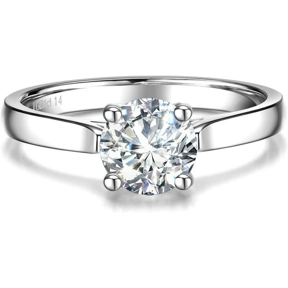 Lab Grown Diamond 4 Prong Solitaire Ring in Sterling Silver Engagement Anniversary Wedding Ring for Women