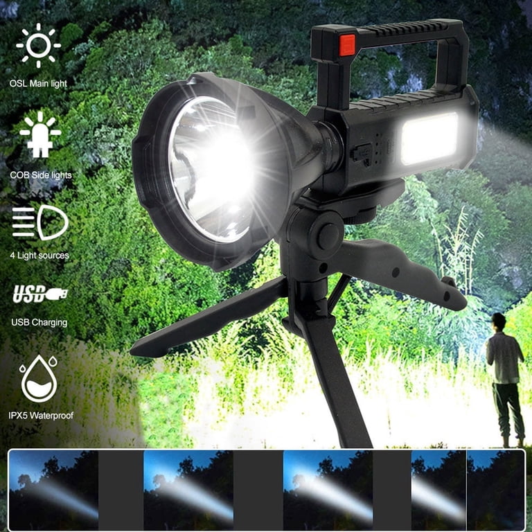 Rechargeable Spotlight Flashlight High Luens, 900000 Luens Super Bright Led Searchlight With