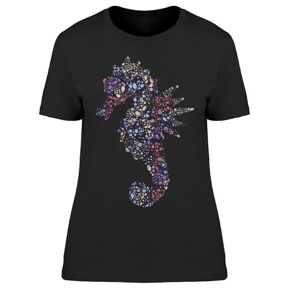 Colorful Figured Seahorse Decor T-Shirt Women -Image by Shutterstock, Female Small
