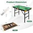 thumbnail image 3 of Costway 47" Folding Billiard Table Pool Game Table Indoor Kids w/ Cues Brush Chalk Green, 3 of 10