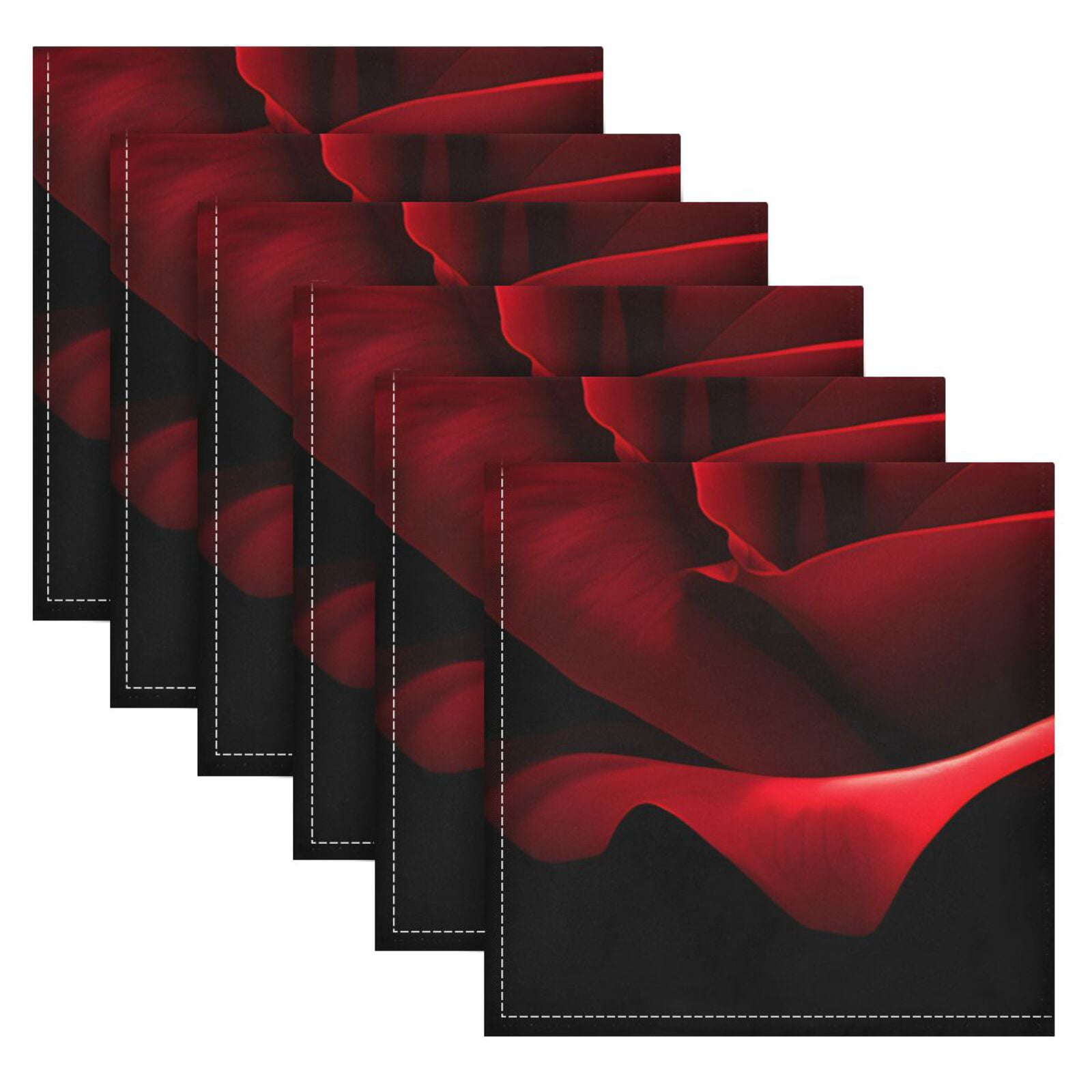 JSTEL Blooming Rose Flower Closeup Cloth Napkins Set of 6, 20x20 Inch Washable and Reusable Napkin for Decoupage Dinner Party Everyday Use