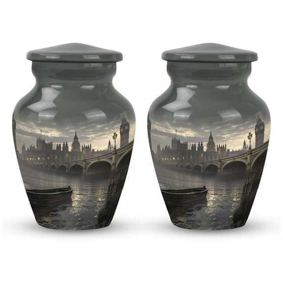 Misty Dawn over Westminster - Unique Mini Keepsake Urn for Adults - Small Decorative Cremation Urn for Ashes - Classic Urn - Memorial Gifts - 3 Inch, Set Of 2