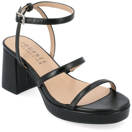 

Journee Collection Womens Samilee Metallic Vegan Leather Platform Sandals