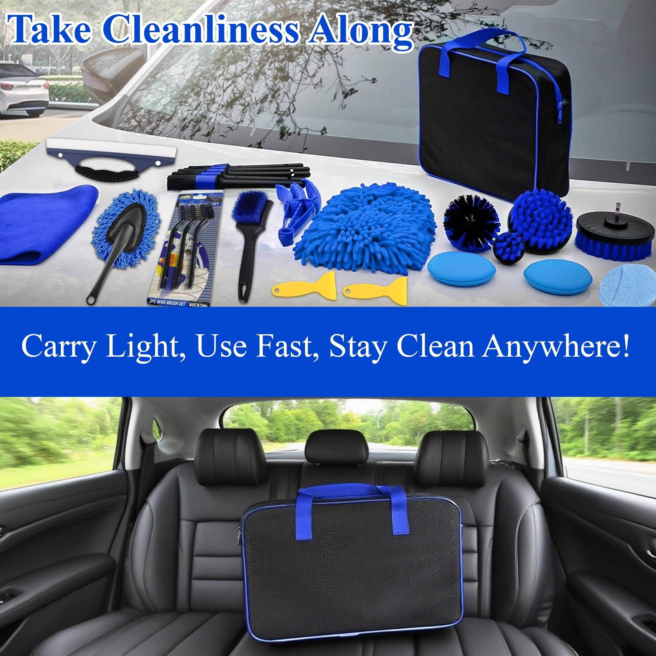 cyrico 30PCS Car Detailing Kit, Car Wash Brush Set and Auto Detailing Tools for Interior Exterior Wheels,Professional Car Care Kit