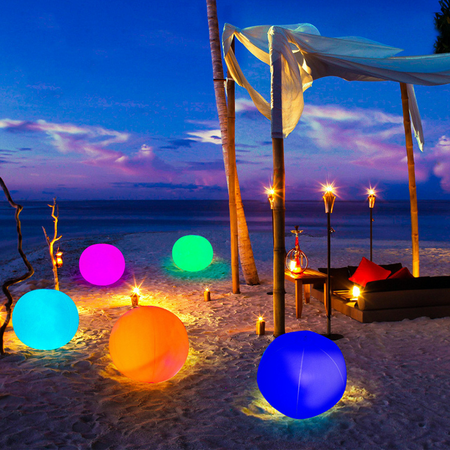 40 Cm/16 Pouces Led Ballon De Plage, Jouets De Piscine 16 Couleurs Glow  Ball Ballon De Plage Gonflable Glow, Ballon De Plage Avec Télécommande Glow  In The Dark Concert Atmosphere Props Pool