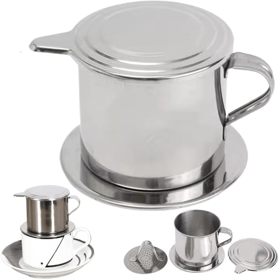 RotHome Stainless Steel Vietnamese Coffee Drip Filter Maker Traditional Phin Brew Pot for Authentic Vietnam Style Coffee Brewing at Home Office 50ml