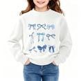 thumbnail image 3 of Gamivast Graphic Crewneck Sweatshirt for Girls Soft Long Sleeve Pullover with Assorted Bow Print Relaxed Fit Casual School Lounge Streetwear Daily Wear Top for Fall and Winter White 7-8Years, 3 of 6