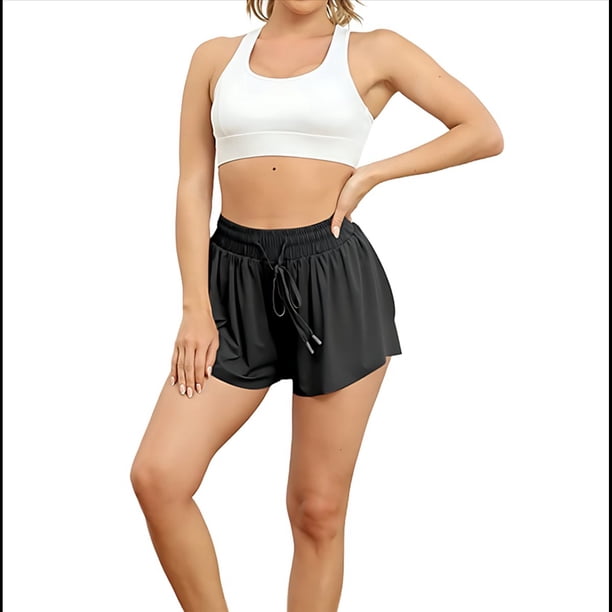 Pantalones Cortos Deportivos para Mujer, para Gimnasio, Yoga, Correr, Tenis, Falda Pantalón, Ropa Informal de Verano. Negro M