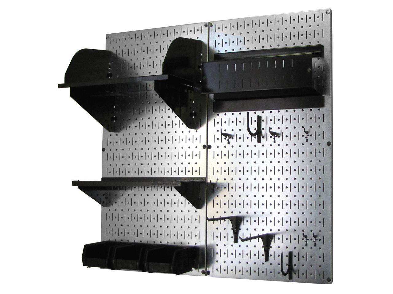 Wall Control Pegboard Hobby Craft Pegboard Organizer Storage Kit with  Metallic Pegboard and Black Accessories