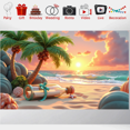 thumbnail image 7 of Tropical Sunset Beach Backdrop Ocean Palm Trees Shells Banner for Vacation Party Summer Wedding Photography, 7 of 7