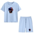 thumbnail image 6 of Kids Light Blue 4th of July Patriotic American Flag T-Shirt and Shorts Set, Unisex Cotton Crew Neck Summer 2 Piece Outfit for Boys Girls,Size 9 T, 6 of 9