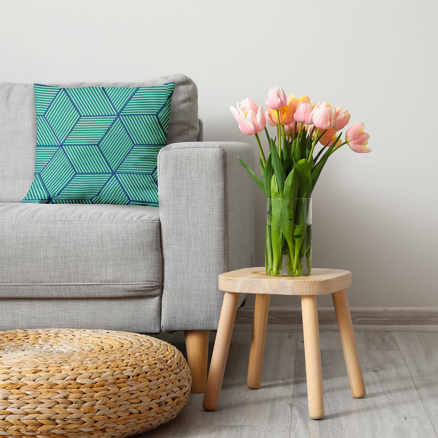 Simply Daisy 26" x 26" Cube Stack Decorative Throw Pillow, True Mint (1 count)