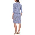 thumbnail image 3 of INSPIRE CHIC Women's 2 Piece Tweed Suit Set Button Down 3/4 Sleeve Jacket Pencil Skirt Set Royal Blue XS, 3 of 6