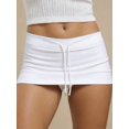 thumbnail image 4 of White Drawstring Low-Waist Mini Skirt For Women, 4 of 5