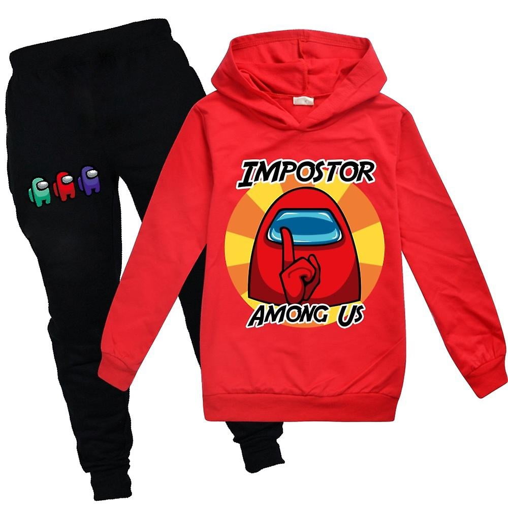 US Unisex Kids Sports Hooded Jogging Pants Pants Set Outfit