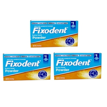 Fixodent Denture Adhesive Powder Extra Hold 2.70 oz (Pack of 3)