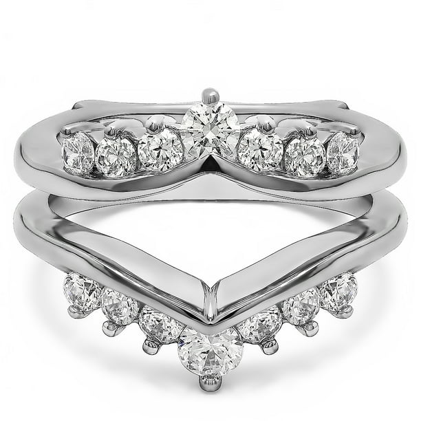 TwoBirch Chevron Style Ring Guard Enhancer in Sterling