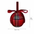 thumbnail image 2 of Red Plaid Christmas Ball Ornament with Velvet Bowknot, Single Piece, Tartan Fabric, for Christmas Tree Decorations, 2 of 3