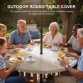 thumbnail image 2 of Round Outdoor Tablecloth with Umbrella Hole and Zipper, Beige Ombre Striped Fitted Table Cover with Elastic Edge for 31-35 Inch, Beige Gradient Farmhouse Abstract Art Waterproof Patio Tablecoths, 2 of 9