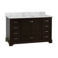 thumbnail image 3 of KBC Harper 60" Solid Wood Single Bathroom Vanity w/ Carrara Stone in Chocolate, 3 of 7