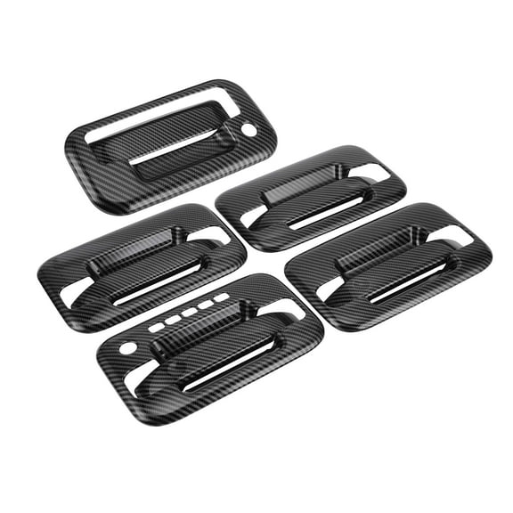 Unique Bargains 1 Set Door Handle Bowl Cover Tailgate Door Handle Cover for Ford F-150 2004-2014 with Keypad Carbon Fiber Pattern Black