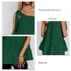 thumbnail image 5 of Camiseta sin mangas para mujer, con un solo hombro, dobladillo con volantes, tipo suelto, Top informal de verano, verde L, 5 of 7