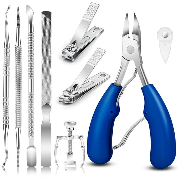 JTIEO Lot de 9 Coupe-Ongles Incarnés Kit de Traitement des Ongles Incarnés Kit de Retrait des Ongles en Acier Inoxydable Ensemble Professionnel pour Ongles Incarnés et Épais Bleu