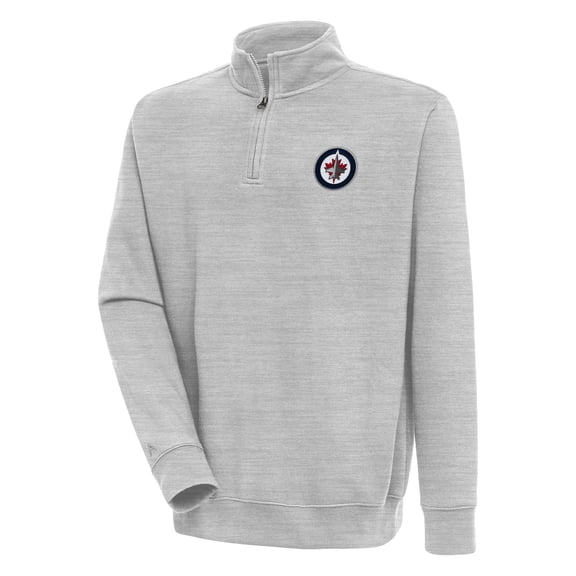 Men's Antigua Heather Gray Winnipeg Jets Victory Quarter-Zip Pullover Top